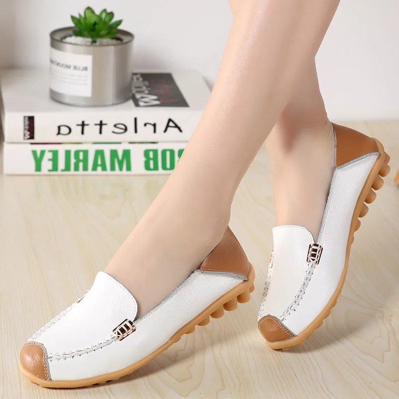 
Wholesale new large size single shoes leather lace flat casual comfortable mother nurse shoes 