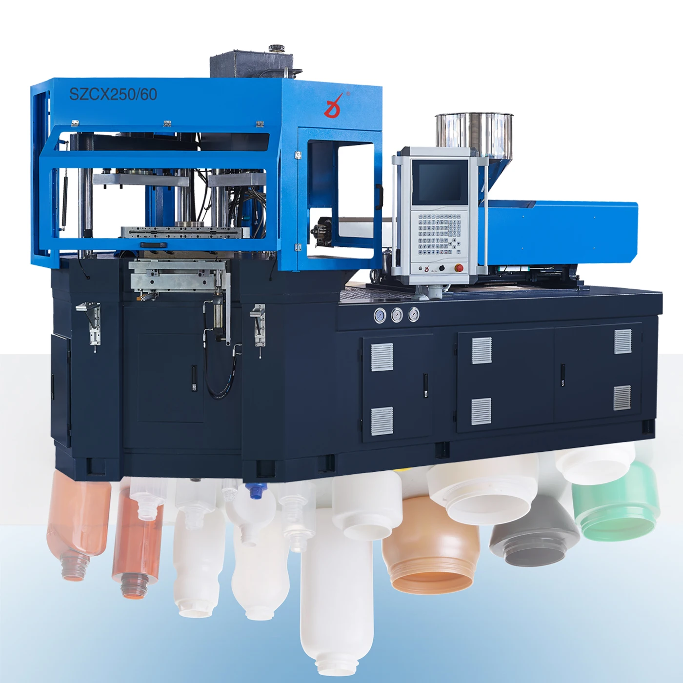 China single stage PP/HDPE/LDPE/PS/ABS/PET bottle injection blow moulding machine for envases containers jars vials