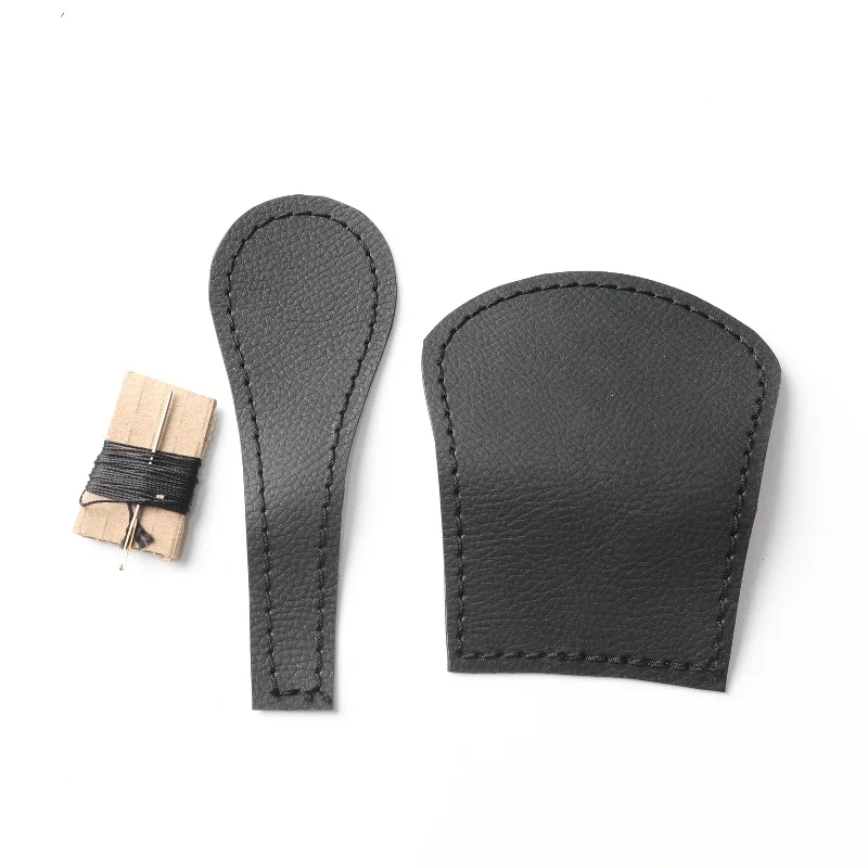 black leather gear shift knob cover black with needle and thread for Lada Vesta