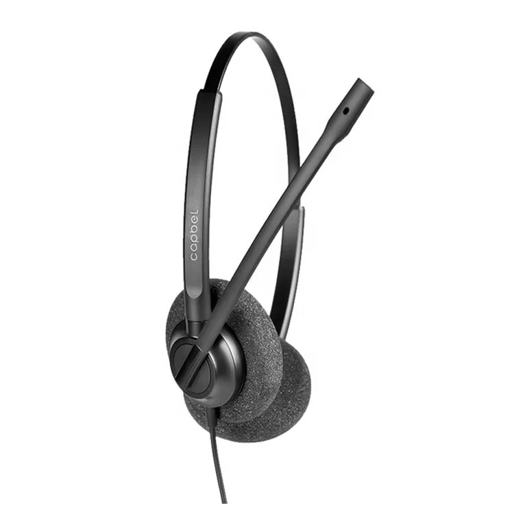 OEM Professional Computer Headphone Two Jack with Microphone Wired Earphones Call Center Headsets