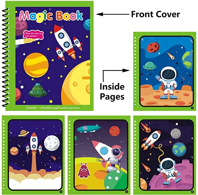 Educational Toy Reusable Doodle Mat Magic Water Drawing Book for Kids Opp Bag Cartoon Picture Water Books 5 to 7 Years /