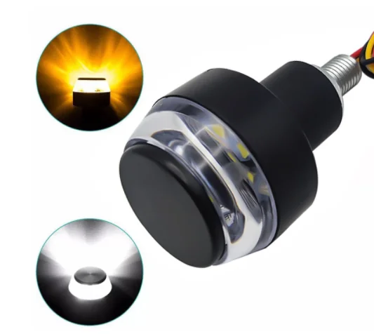 2 Pcs Motorcycle Turn Signal Light Led Motor Hand Grip Lamp Universal Side Lights Vehicle Modification Styling Accessories 12V