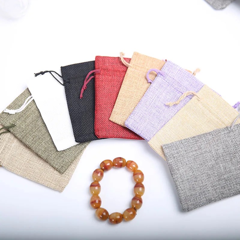 Подарочный пакет из мешковины 4*6 дюймов, многоцветный льняной мешок для драгоценностей с кулиской, идеально подходит для подарков и свадебных вечеринок
