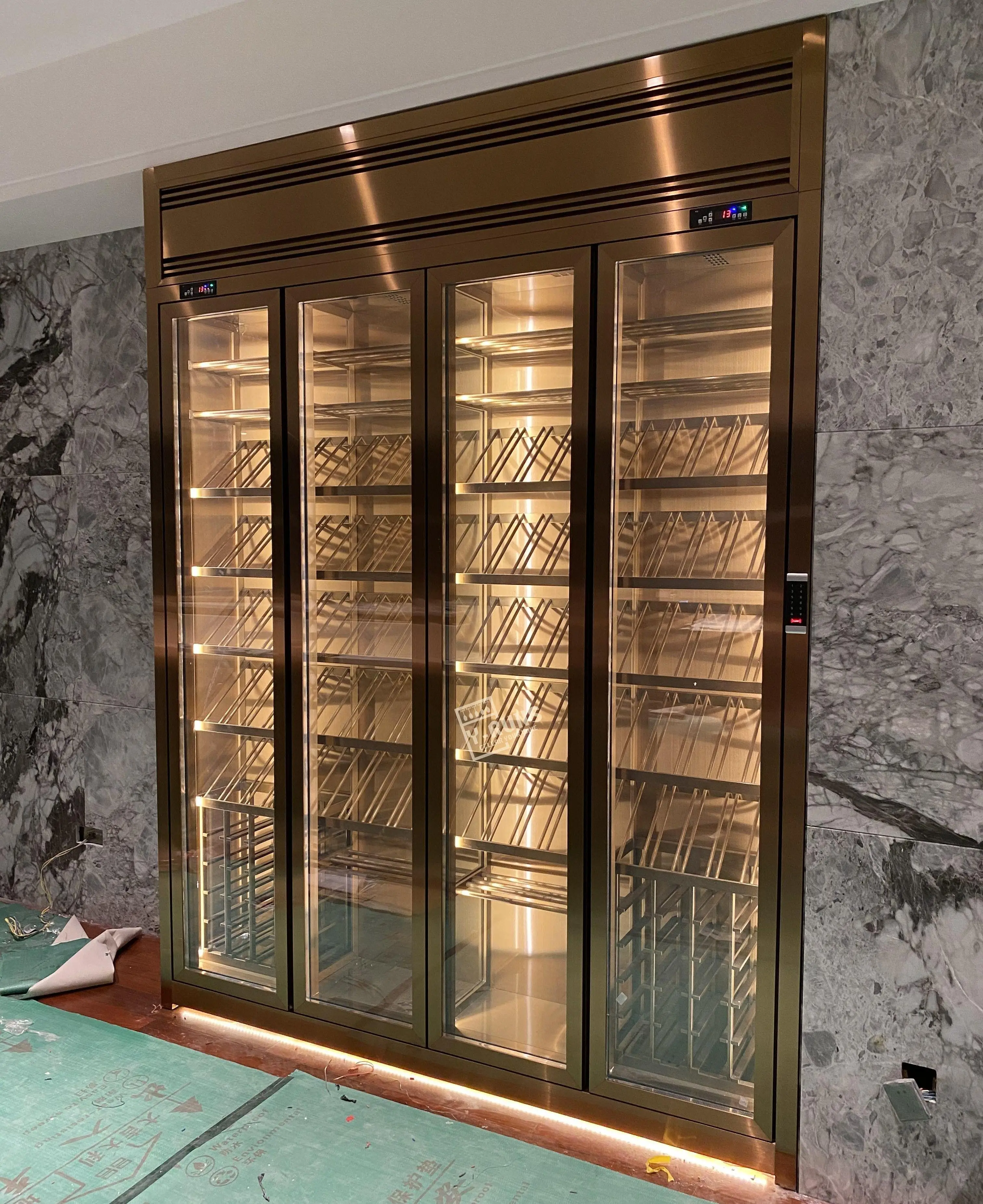 Custom made freestanding double Layer glass Door stainless steel wine cooler Different Size Customized OEM Design Wine Cellar