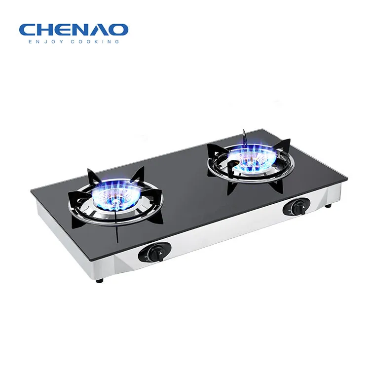 Tempered Glass Family Gas Cooker Brass  2 Range Gas Stove