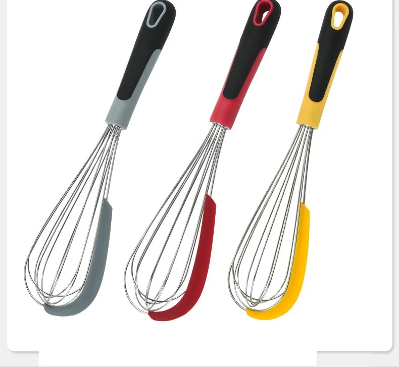 Hot Sale Stainless Steel Wire Whisk With Silicone Spatula Manual Egg Beater With Handle