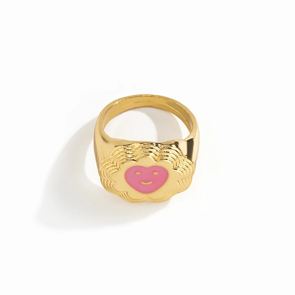 Fashion simple cloud dripping oil ring female Joker single alloy color geometric hand Ring  jewelry