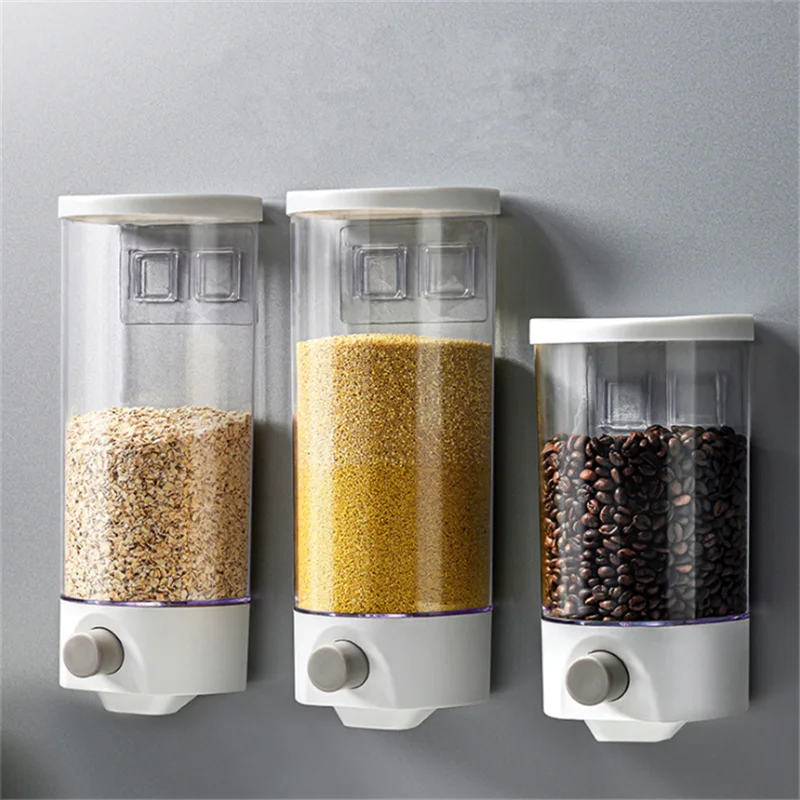 
Wall Mounted Food Bin Dispenserturn Gravity Dispenser for Cereal Rice Nuts Candy Coffee Bean Snack Grain with Custom LOGO 