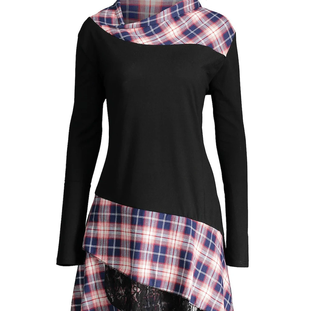 
Lace Plaid Panel Plus Size dress 