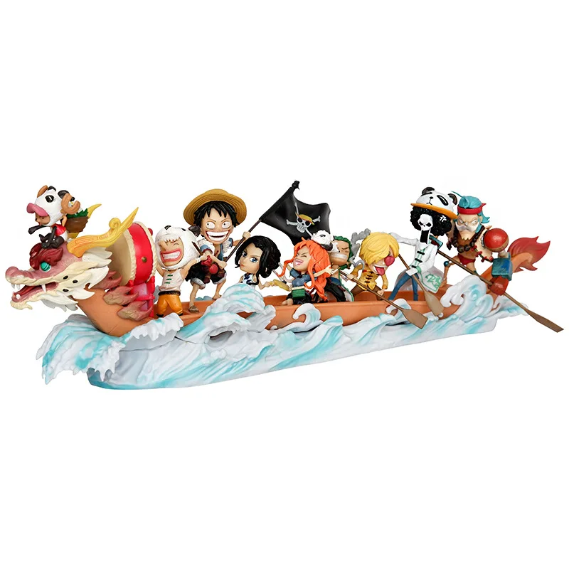 One Pieces Animation Figure GK Straw Hat Dragons Boat Complete Set Luffy Zoro Sanji Chopper Model Ornaments Birthday Gifts