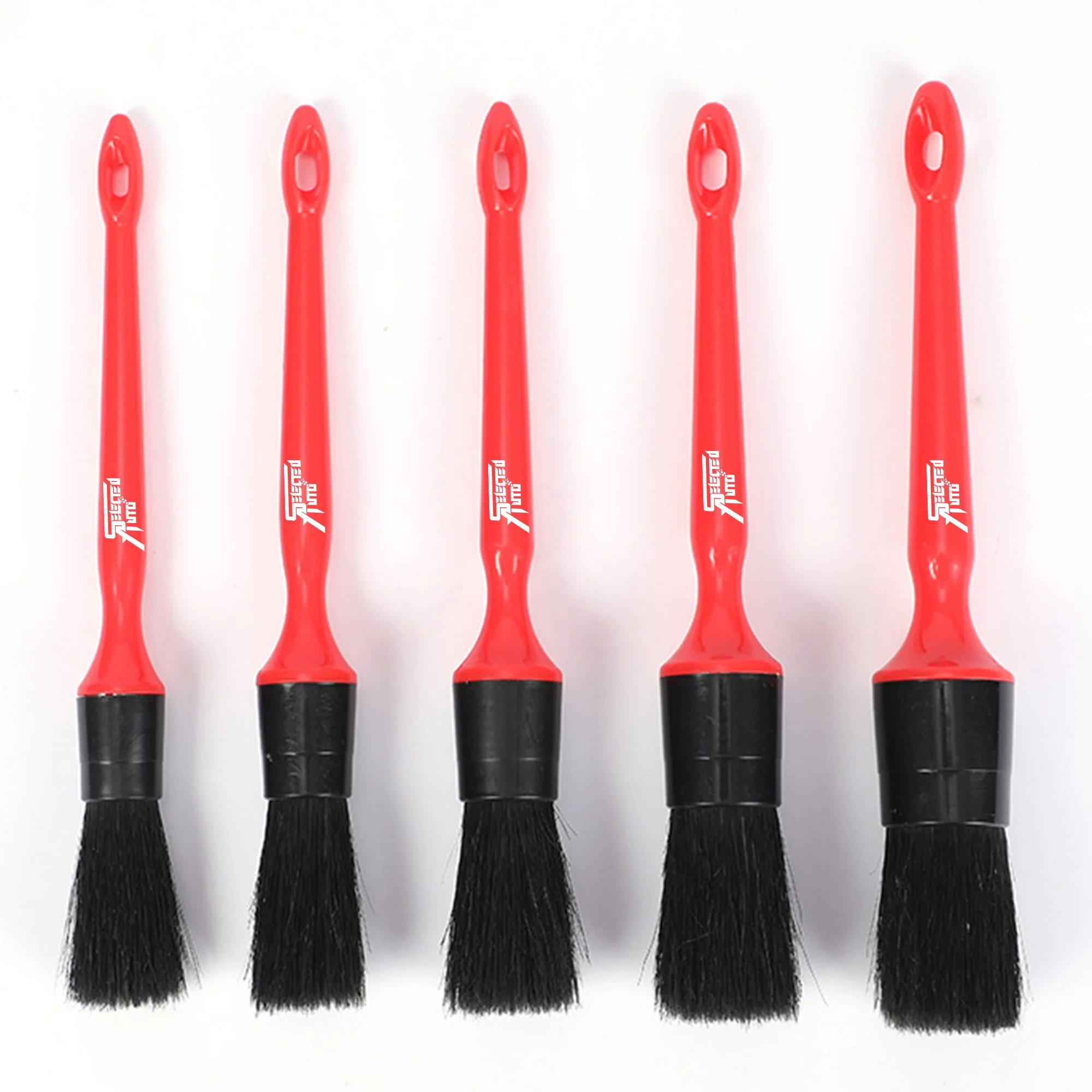 Selected Auto premium hog hair detailing brush kit customized air vent interior cleaning brush set 5pcs car wash brush combo OEM