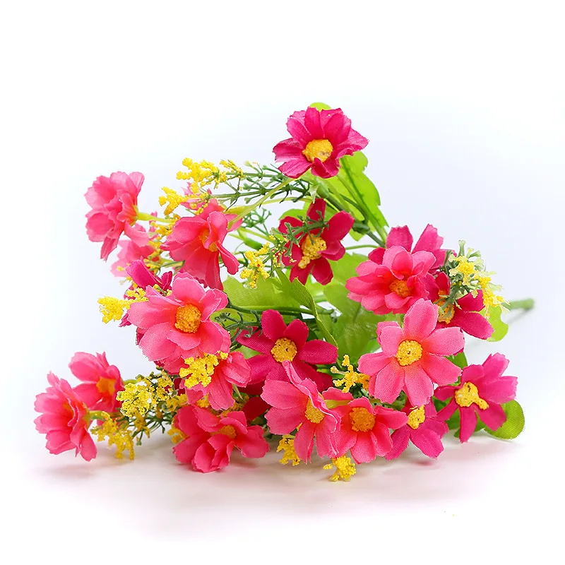 Wholesale 28 heads silk daisy flowers artificial gerbera daisy flower bouquet with cheap price