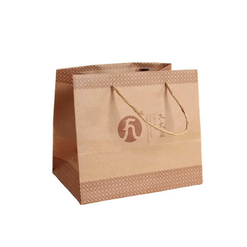 Flat bottom food kraft paper packaging shopping bag china
