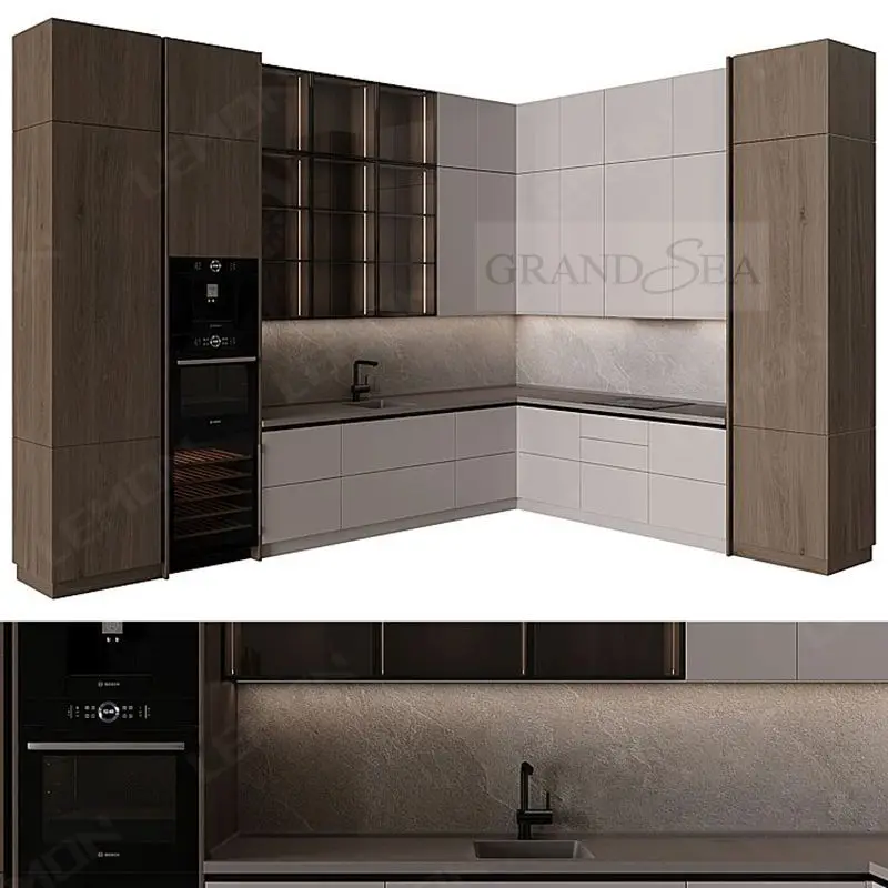 Low price compact all in one movable 3 pieces kitchen cabinet pantry units