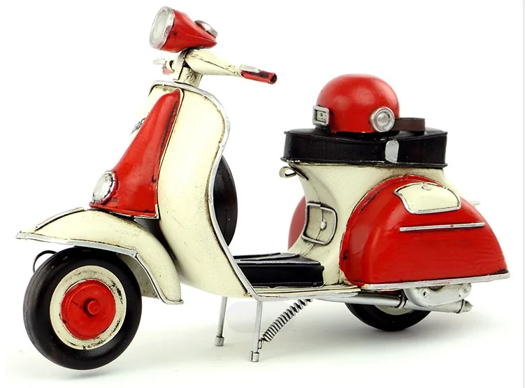 Handmade Motorcycle Antique distressed crafts VESPA scooter simulation model home furnishing decoration