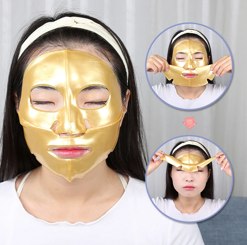 Private Label Collagen Crystal Gold Hydrogel Whitening Moisturizing Facial Mask Sheet