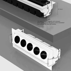 Indoor Office Small 15w 25w Aluminum Embedded Adjustable Linear Led Grille Lamp