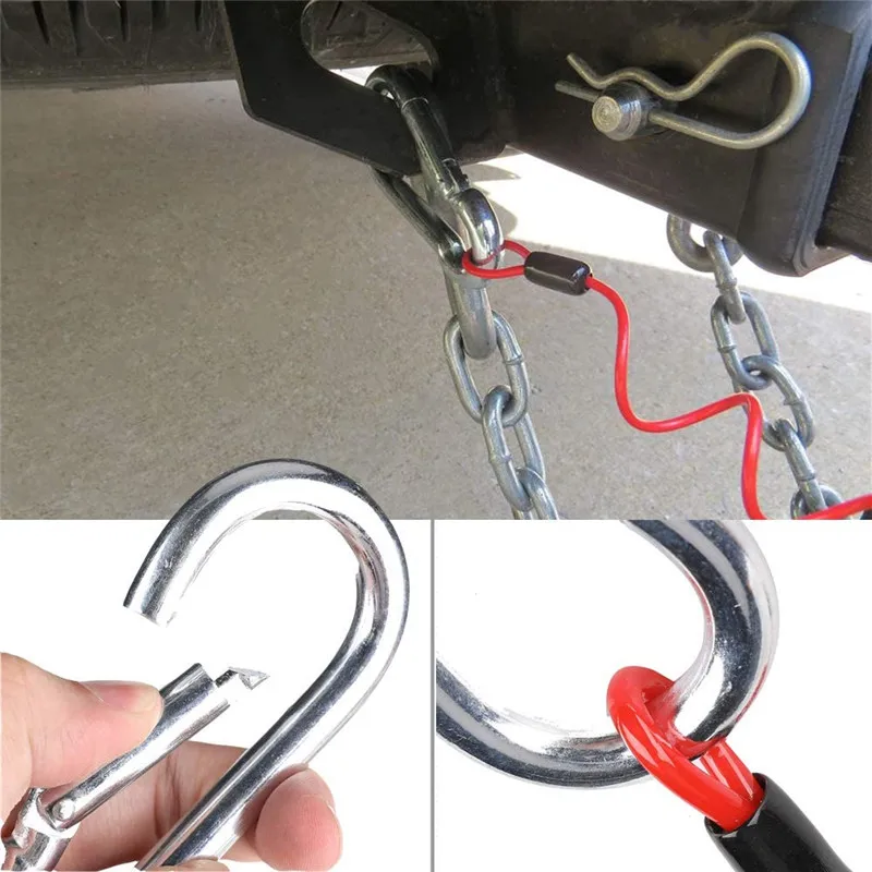 
2pcs 4 Foot Breakaway Trailer Cable Trailer Brake Cable RV Stainless Steel Spring Towing Coiled Wire Safety Straps Ground Clip 