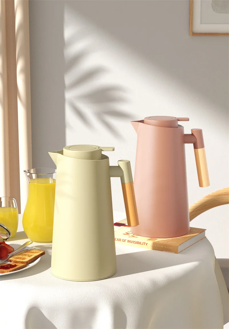 New Nordic home thermal pot wooden handle glass interior hot kettle 1.0 L large capacity coffee pot