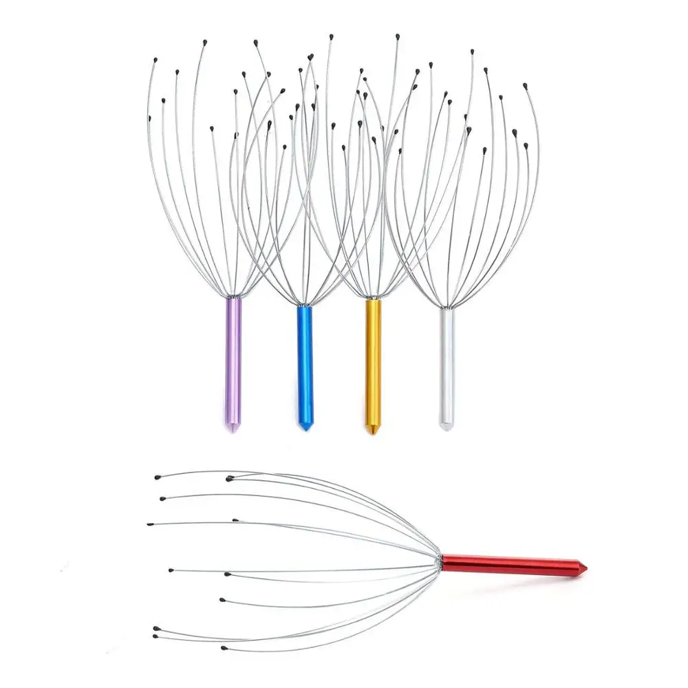 Portable Steel Gentle Rubber Beads sharp Handheld Scalp Hair Growth Head Massager
