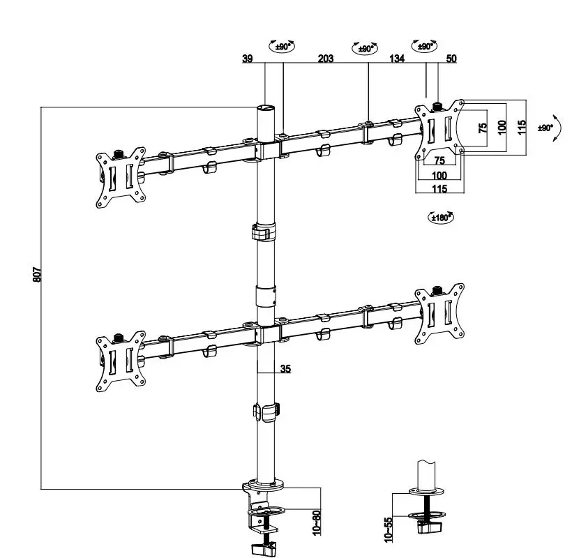 Desk Mount Versatile Stands for Computer Screens Clamp Monitor Stand
