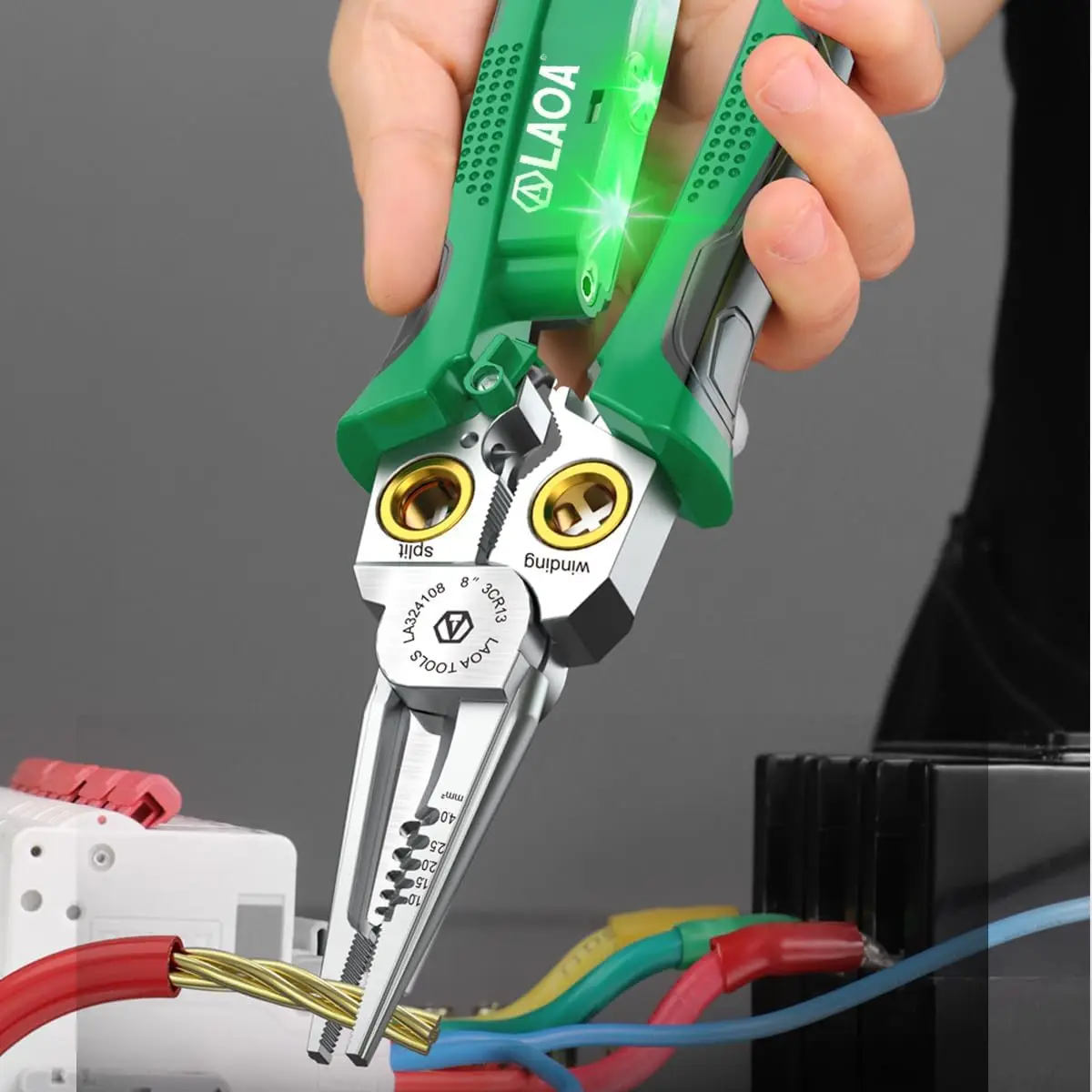 Wire Strippers with Electricity Measurement Function,8in1 Wire Stripping Pliers for Cutting and Pulling Wires, Cable Scissors