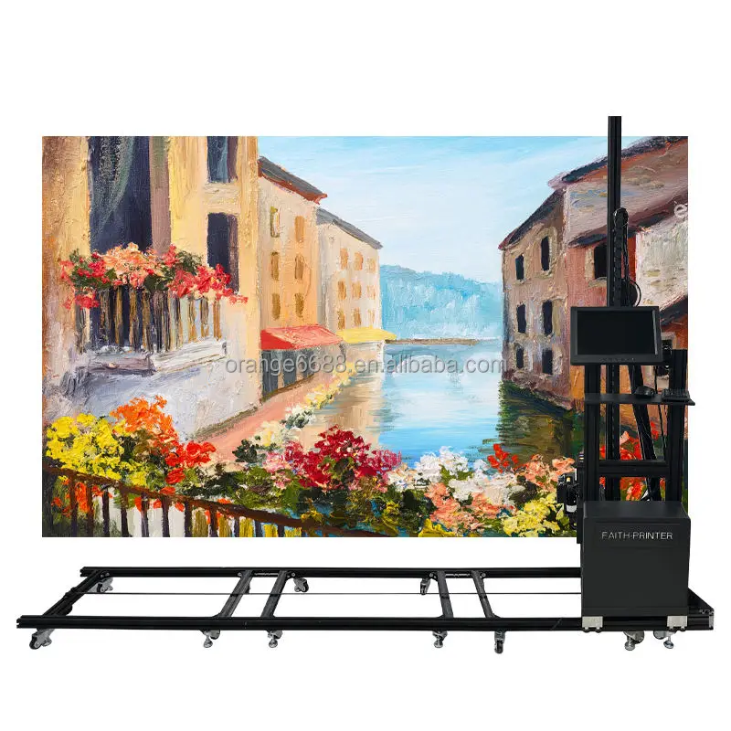 Automatic Vertical 3D Wall Painting Machine 6m*3m Stitching Printing Wall Inkjet Printer With