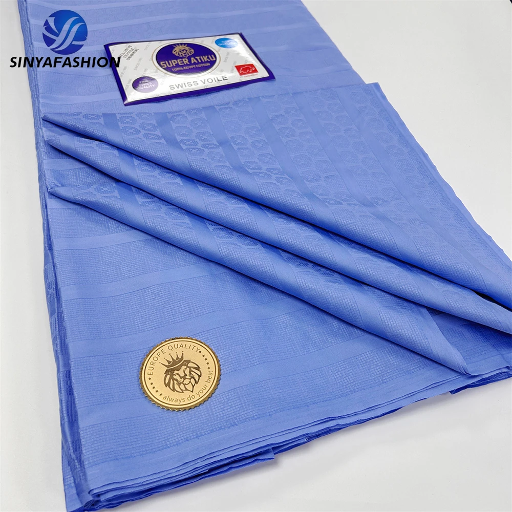 Sinya High Quality 100% Egypt Cotton Super Atiku Fabric African Men Lace 5 Yards Swiss Voile Men Fabric