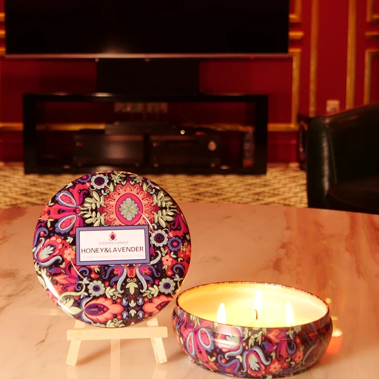Customized wholesale eco friendly luxury scented tin candles with box