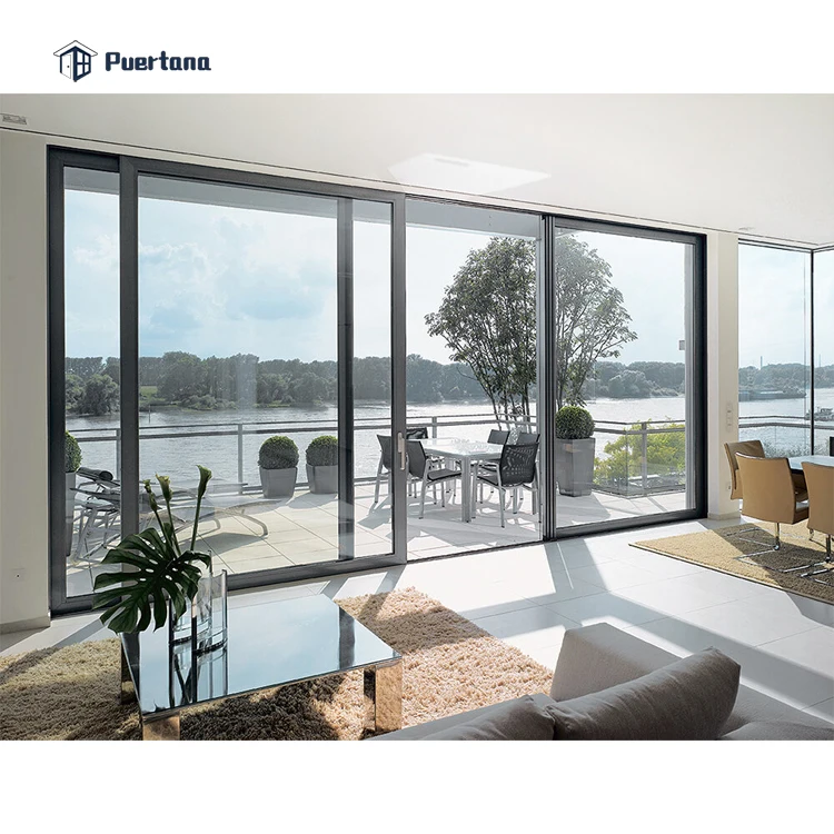 Large Heavy Duty Sliding Patio Doors / Hurricaneproof Aluminium Glass Lift And Slide Doors Wall Exterior