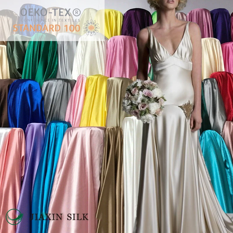 OEKO-TEX-100 Luxury Grade 6A Silk 100% Pure Silk Thick 16 19 22 25 30 40 momme silk fabric for Wedding Dress