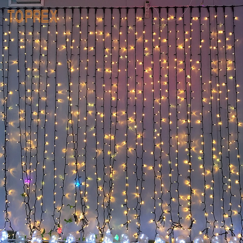 Waterfall Curtains with String Fairy Lights Decorative LED Fairy Light in Green Blue Pink Warm White for Christmas 220V/110V