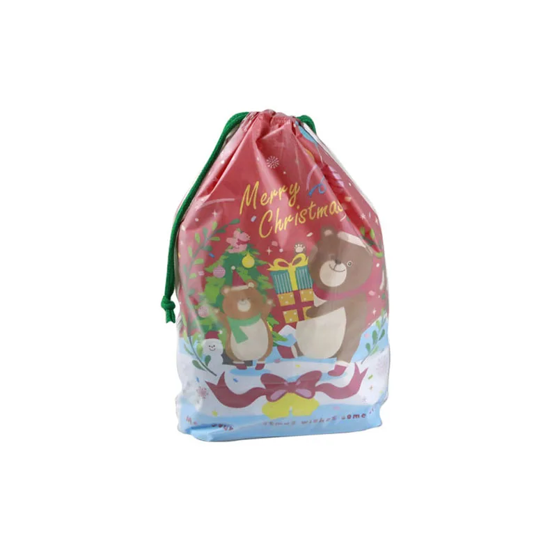 
Eco Promotional Custom Logo Printed Christmas Drawstring Pouch Plastic Drawstring Bags for Gift 