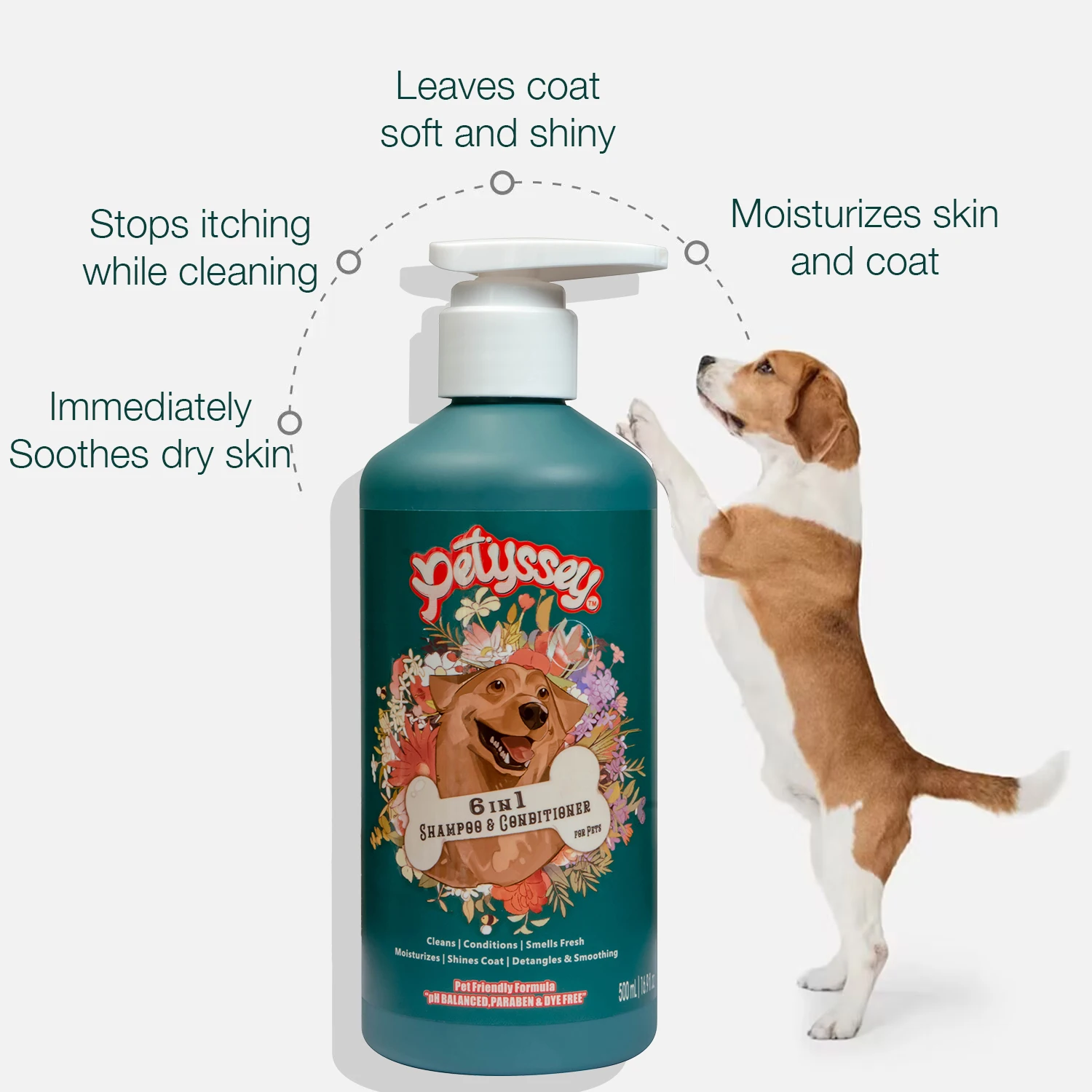 Wholesale Top Quality Eco-Friendly Cleaning Pet Shampoo Natural Mild Dog Shampoo 6 in1 Sulfate free Deodorizing Pet shampoo