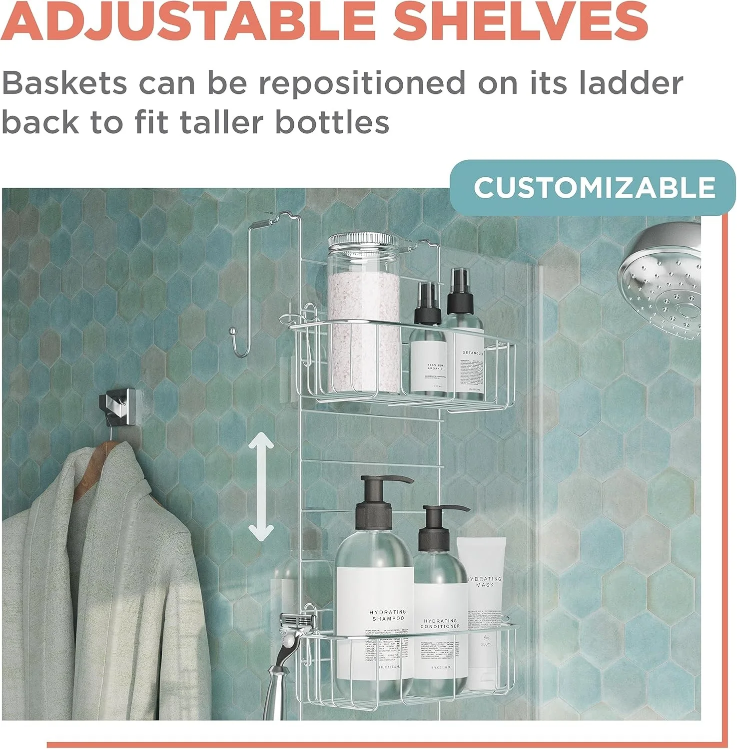 CF over the door hanging shower caddy 3 tier bathroom shelves rack storage wall mounted hanging shower shelf organizer