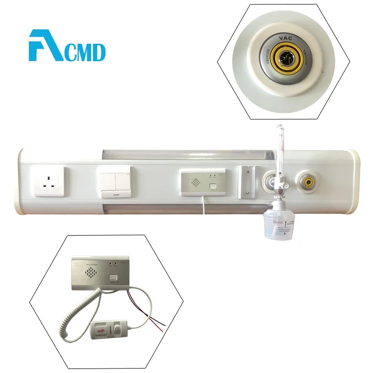 Surface Mounted Console Hospital Bed Head Medical Gas Terminal With Electronic Sockets Rail System Bed Head Unit