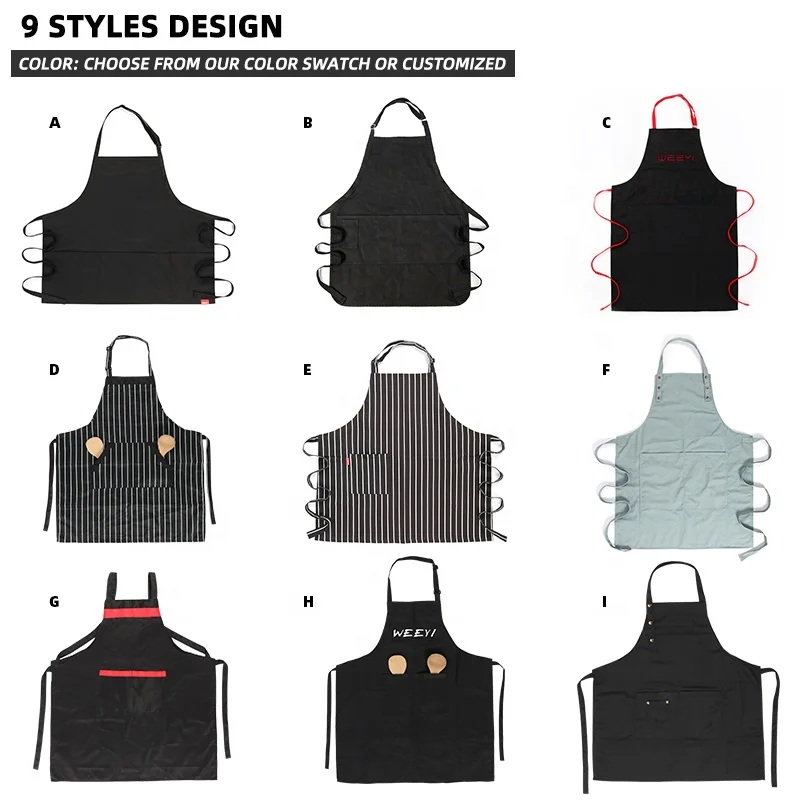 CHANGRONG Promotional Women Men Black Adjustable White Pinstripe cotton Painting Cooking Kitchen Bib Apron
