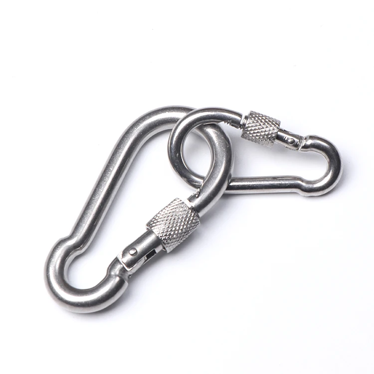 High quality stainless steel 304 spring snap hook with screw lock nut