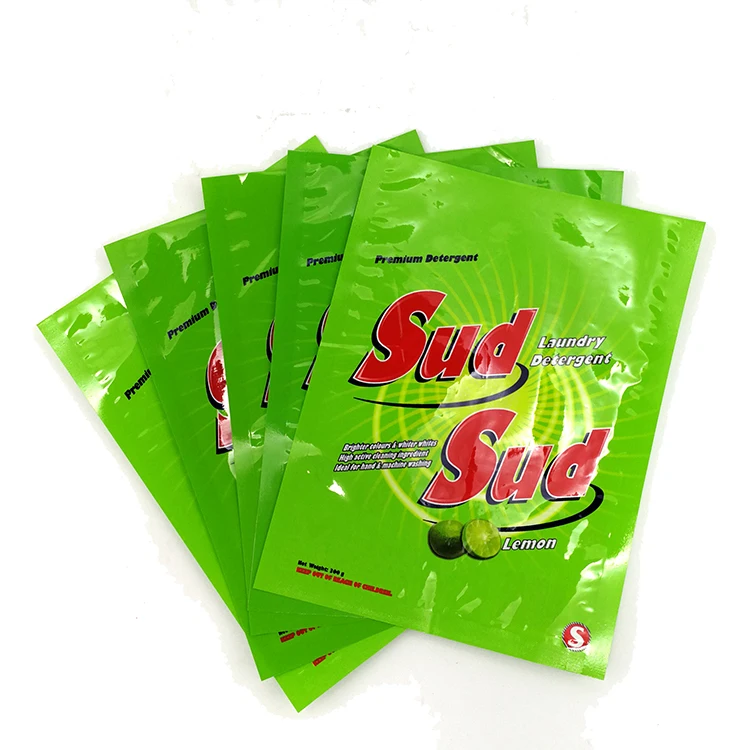 Customized Small Three Side Sealed Plastic Washing Detergent Bags Powder Laundry Sachet Bag For Soap Powder Packaging