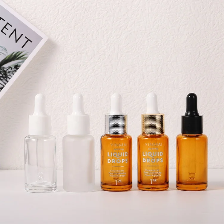 20ml new design luxury glass essential oil dropper bottle skincare serum packaging with metal gold dropper
