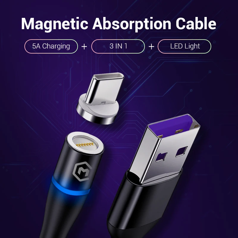 MONFONK 3 в 1 Usb-кабель Магнитный зарядный кабель 3A Быстрая зарядка USB-кабель для