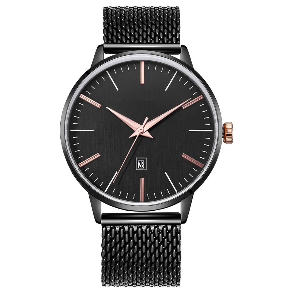 Build Your Own Brand Watches Luxury Magnetic Men Watches Stainless Steel Mesh Wristwatch Waterproof Business Watch Relojes