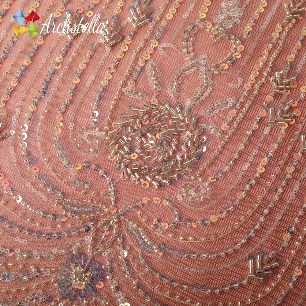 TikTok Hot-Selling Sequins and Beaded Embroidered  Fabric for Ghanaian Wedding Dress