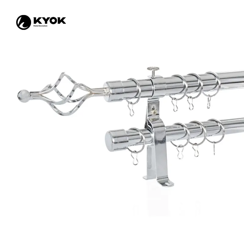 KYOK hot sales iron curtain rods and accessories telescopic curtain pipes adjustable curtain poles for home