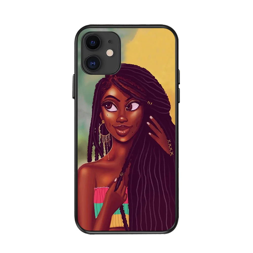 Cute Black GIrl Aba Fashion Soft Tpu Protection Phone Case For Iphone X XR 11 12 13 Pro Max 7 8 Plus Shockproof Phone Cover