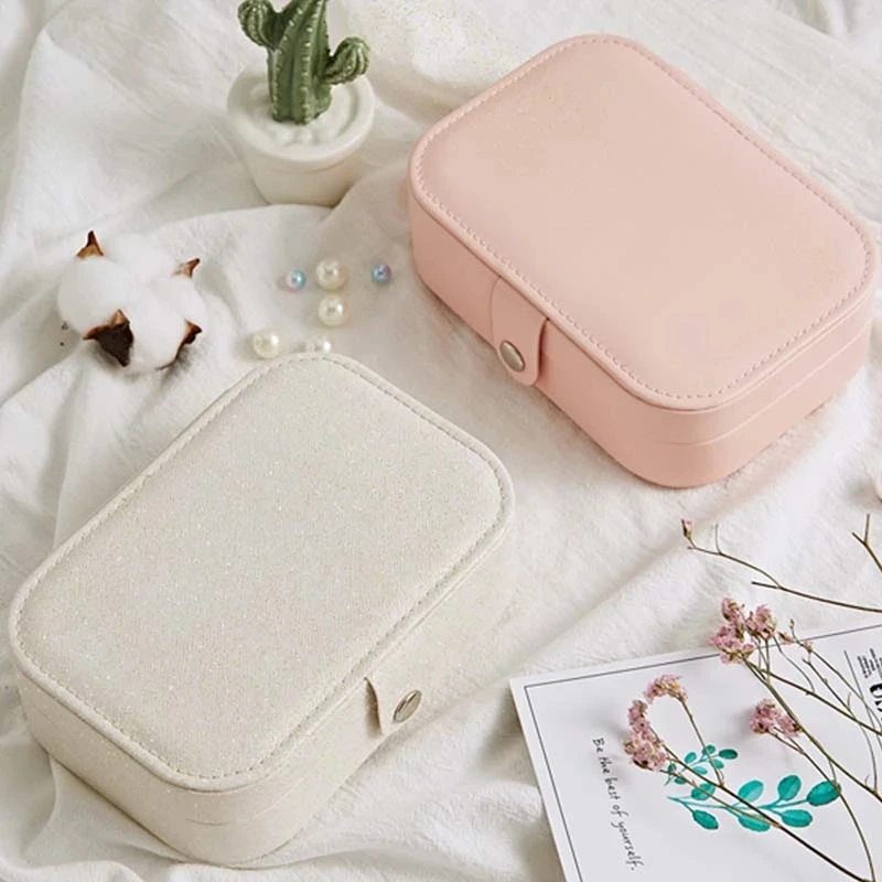 Lady PU Leather Jewelry Box Storage Box Ring Display Case Portable Jewelry Organizer for Necklaces Joyeros Organizador De Joyas
