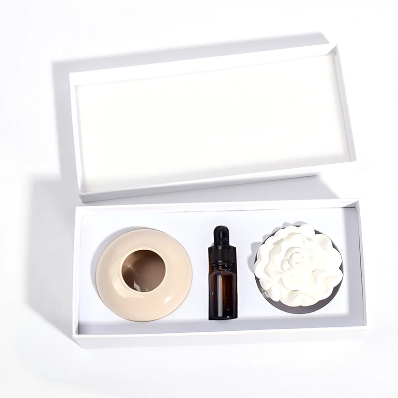 Home decor RoseLotus Peony aromatherapy essential oil Handmade Flower Ceramic Stone Diffuser ceramic aroma diffuser