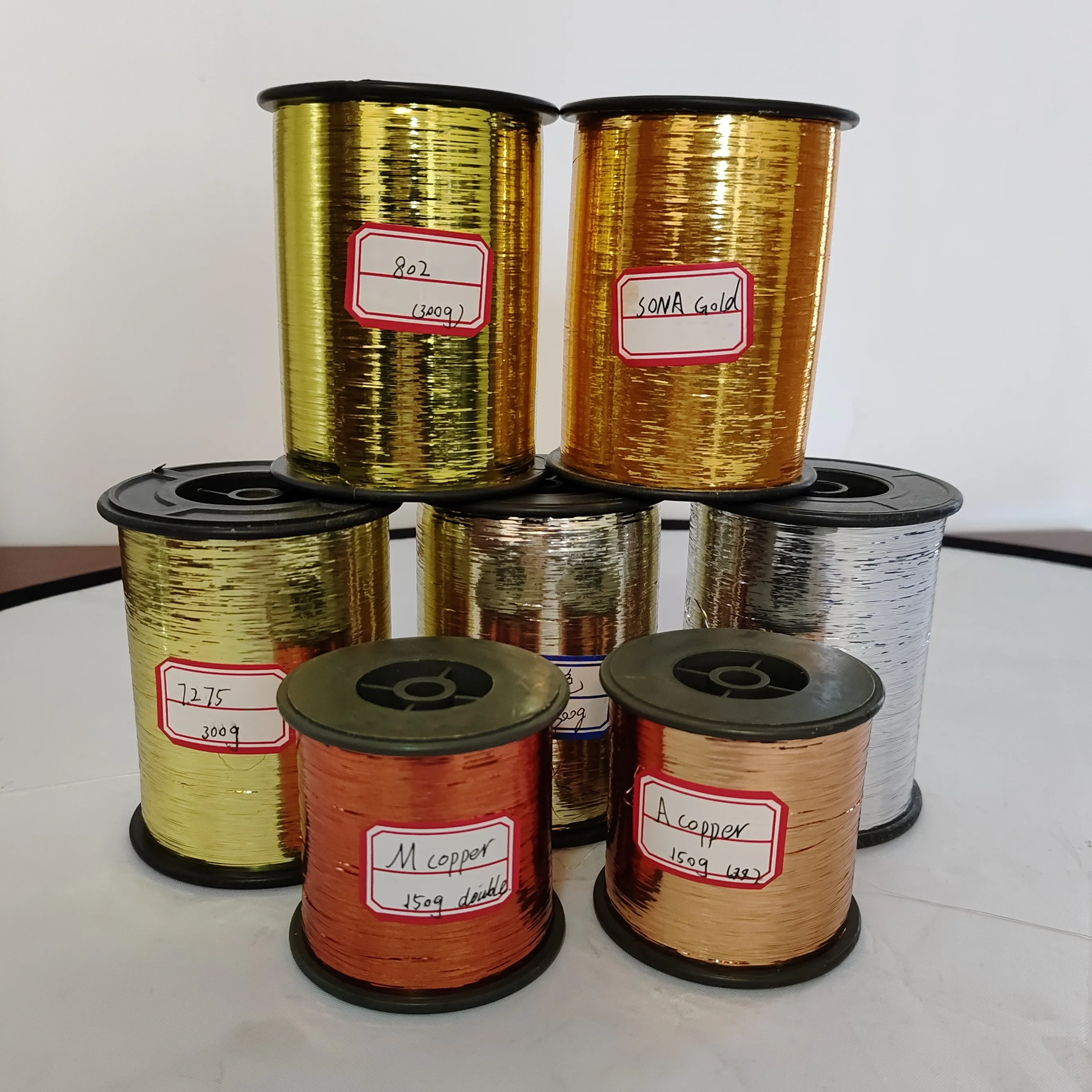 Metallic Sparkle Yarn Rainbow  Gold Silver...China Lurex Yarns High Quality M-Type Flat Metallic Yarn