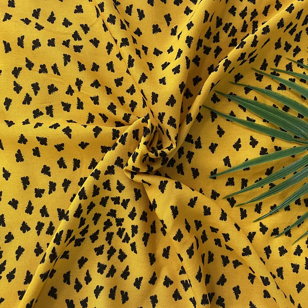 New design 3068  Plain  Butterfly Pattern  Woven Digital Printing 100% Rayon Challis Fabric For Making  Dresses