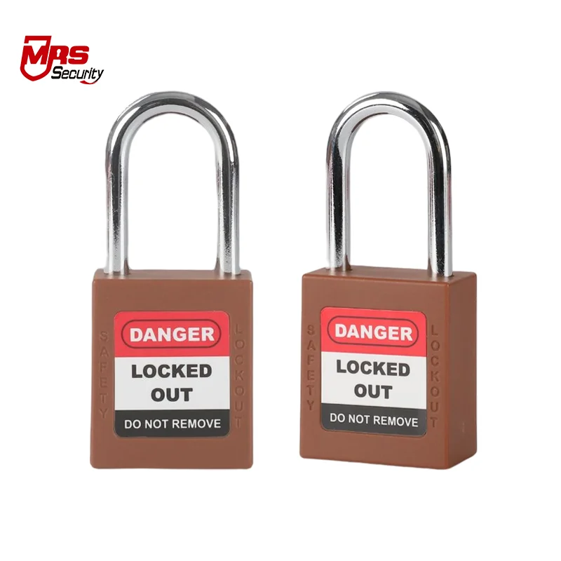 Customized top security padlock 38mm brown padlocks lockout colorful shackle safety padlock